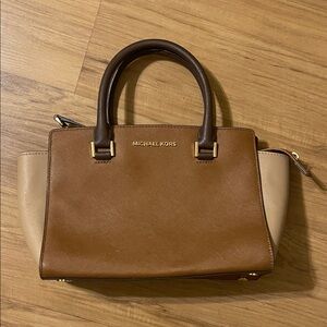 Michael Kors Two-Tone Brown and Cream Satchel